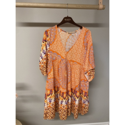 Marta kjole 4424 - Orange print