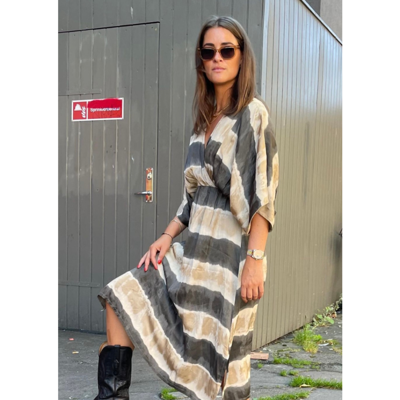 Sandra kjole - Grey/brown