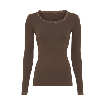 Frida rib bluse - Caffe