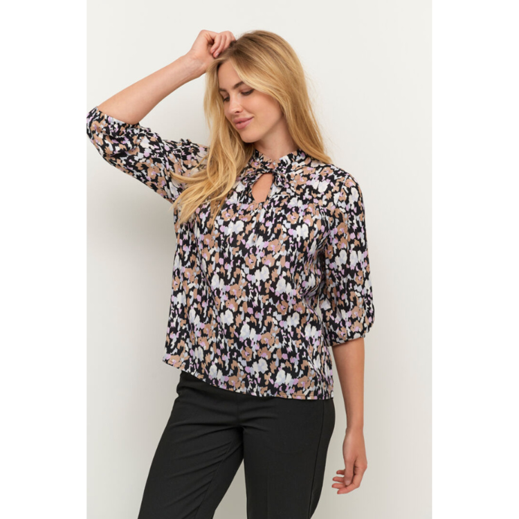 Kaolli bluse - Black /blue / lupine