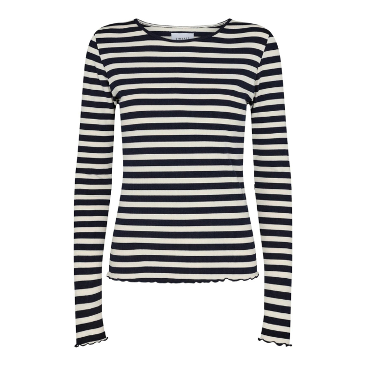 Natalia bluse - Navy creme stripes