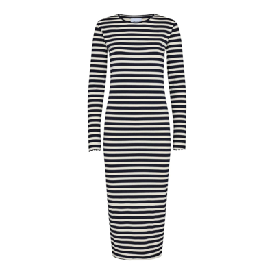 Natalia kjole - Navy creme stripe