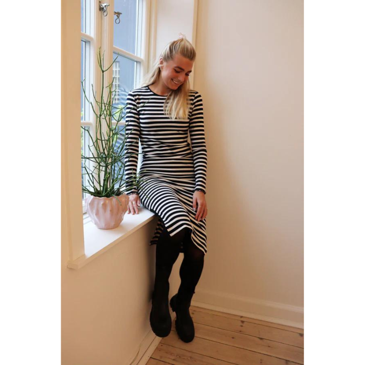Natalia kjole - Navy creme stripe