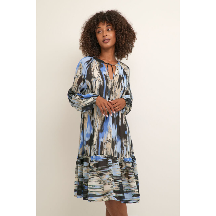 Kaqia kjole - Blue ikat print