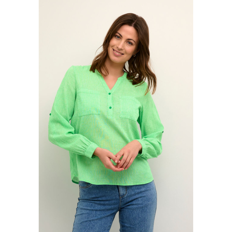 Kavivian bluse - Poison green/Chalk stripe