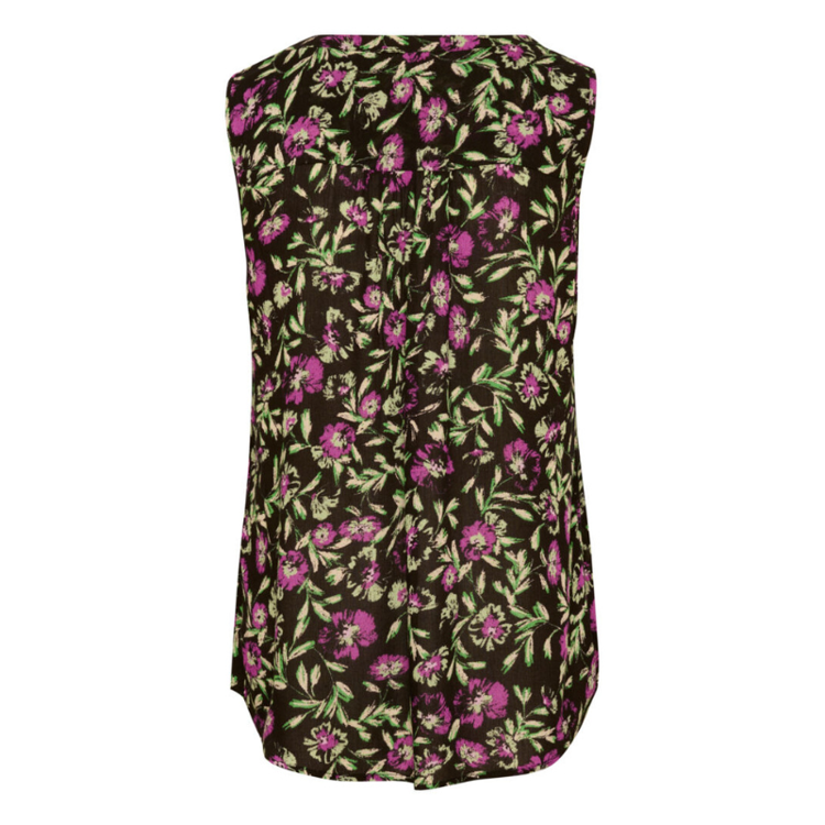 Kaisolde top - Black/Green/Purple flower