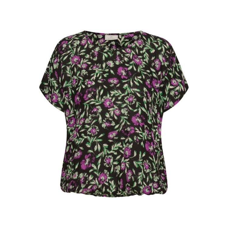 Kaisolde bluse- Black/Green/Purple flower