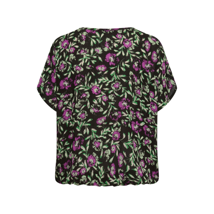 Kaisolde bluse- Black/Green/Purple flower