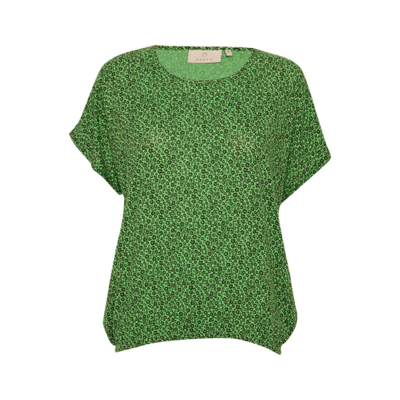 Kaisolde bluse - Poison green/Black flower