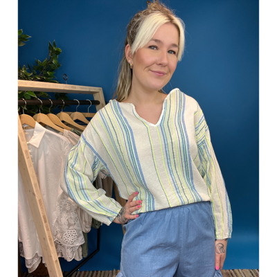 Marta bluse - Blue/yellow12