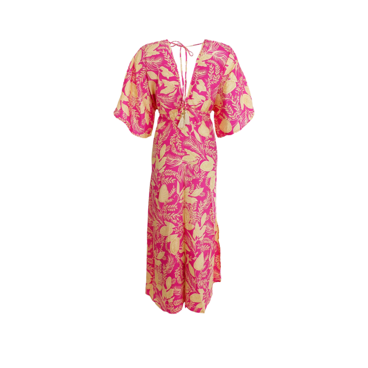 Bcluna v-hals kjole - Floral pink
