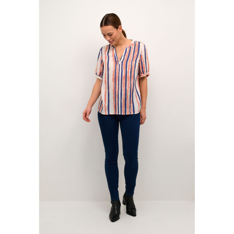 Kaida bluse - Orange/blue stripe