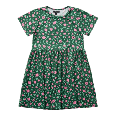 Alma kjole - Green pink flowers