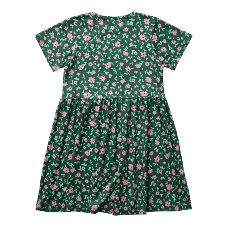 Alma kjole - Green pink flowers