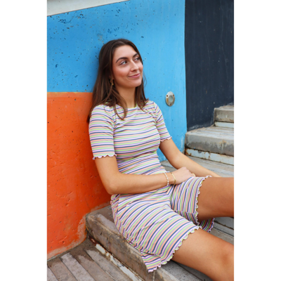 Natalia t-shirt - Multi grey stripe