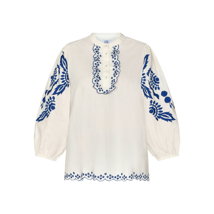 Love968 bluse - Cream/blue