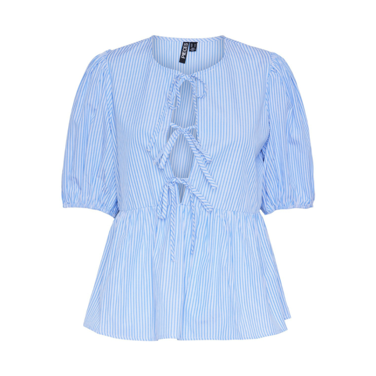 Pcholly bluse - Cornflower blue/white