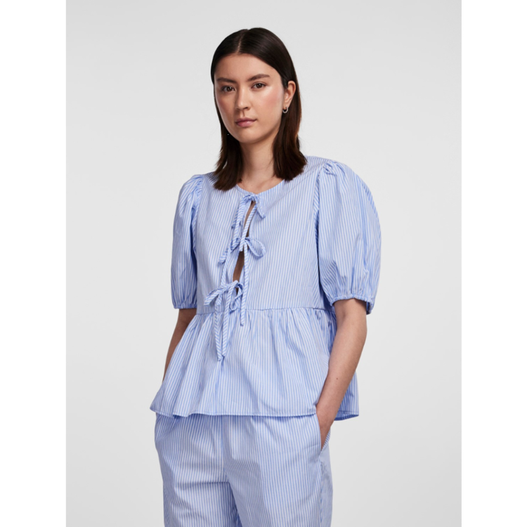 Pcholly bluse - Cornflower blue/white