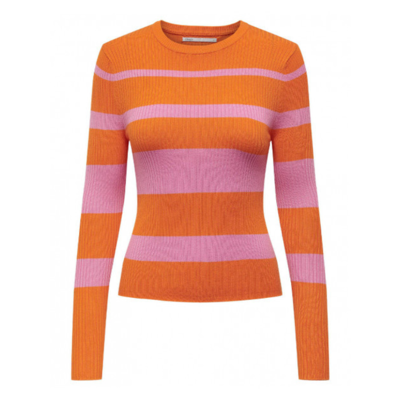 Onlmauve strikbluse - Vibrant orange/moonlite