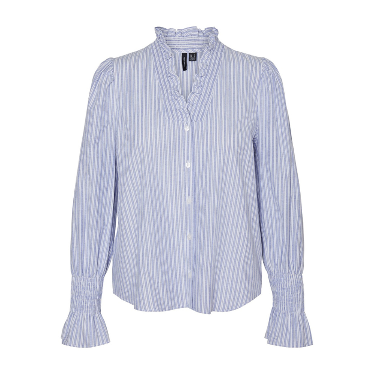 Vmmany bluse - Snow white/blue stripes