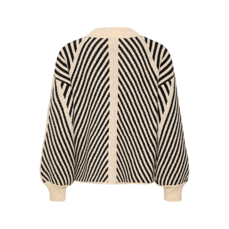 Kavera strik - Beige melange/black