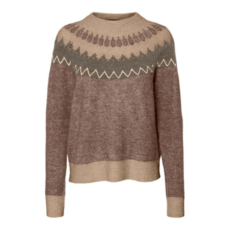 Vmsimone strikbluse - Brown lentil