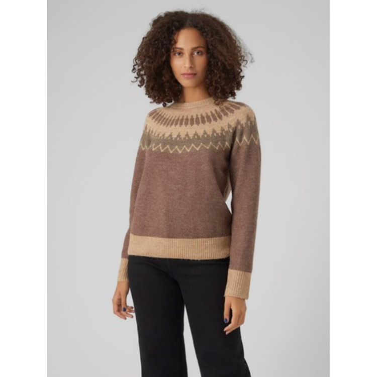 Vmsimone strikbluse - Brown lentil