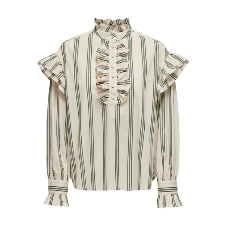 Onlmalou bluse - Bone white/green + bl