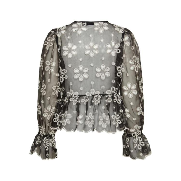 Pcally bluse - Black/white emb