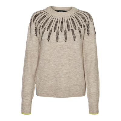 Vmfif strikbluse - Birch/w. brown