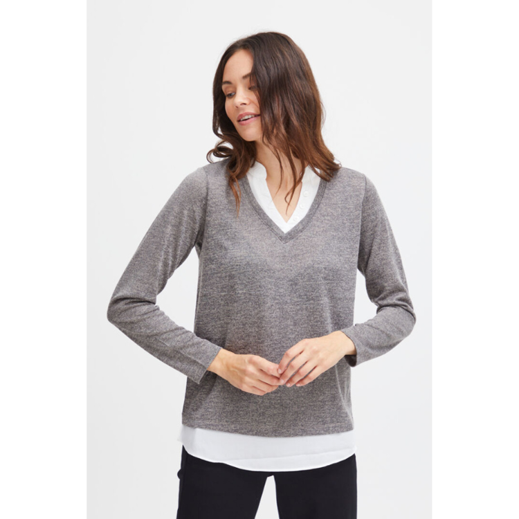 Frrexan bluse - Charcoal melange