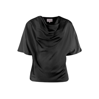 Drappi bluse - Black sateen