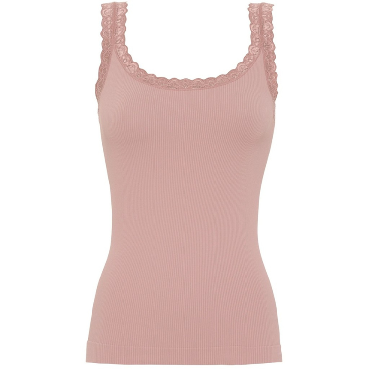 Frida rib top - Rosa antico