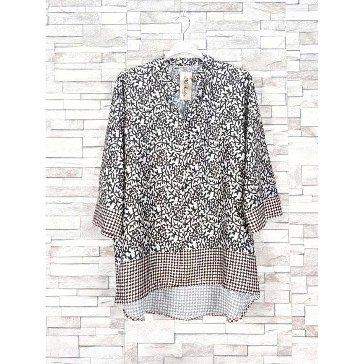 Paris bluse 2415 - Brown/white
