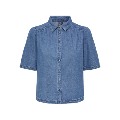 Pcmag skjorte - Medium blue denim