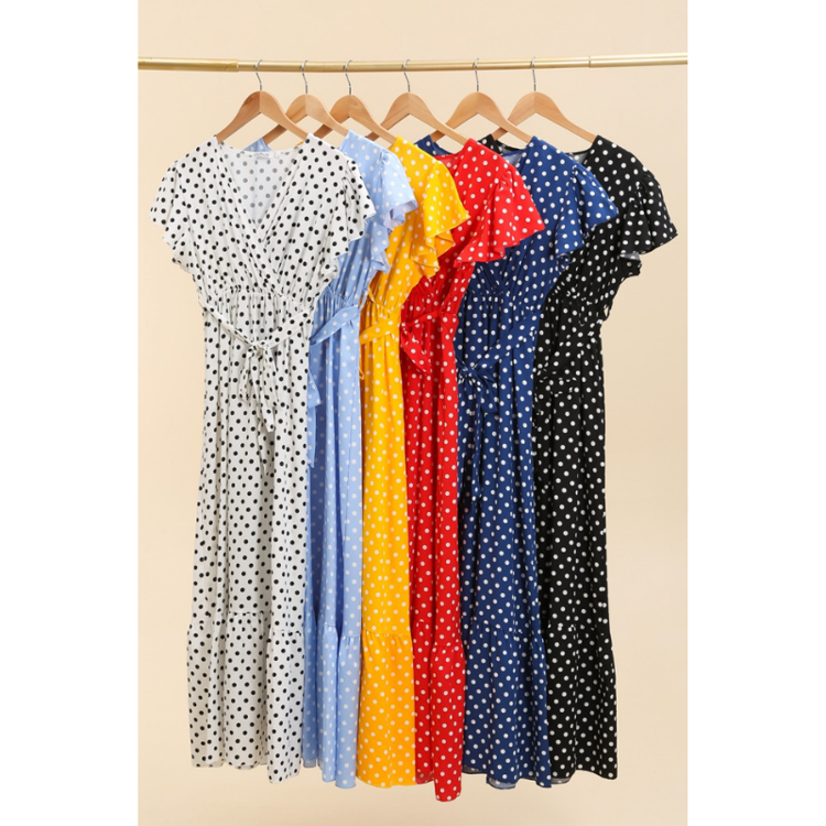 Maxi kjole 980 - Blue/dots
