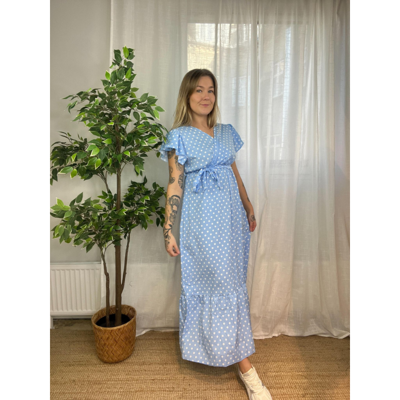 Maxi kjole 980 - Blue/dots