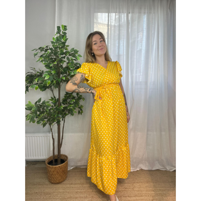 Maxi kjole 980 - Yellow/dots