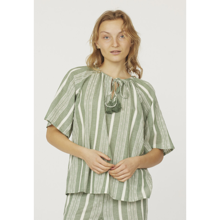 Inga bluse - D. green comb.