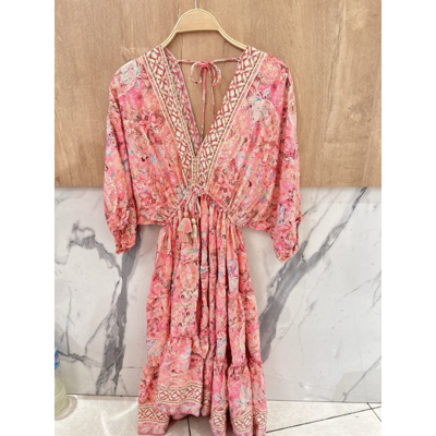 Bali kjole kort - Pink/gold