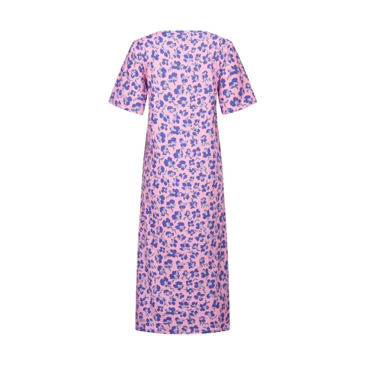 Alma t-shirt kjole - Pink purple flower