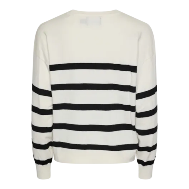 Pcfally strikbluse - Cloud dancer/black