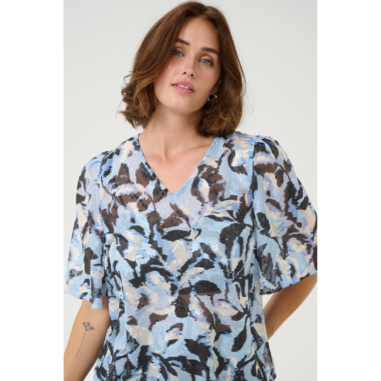 Kaelina bluse - Blue flower print