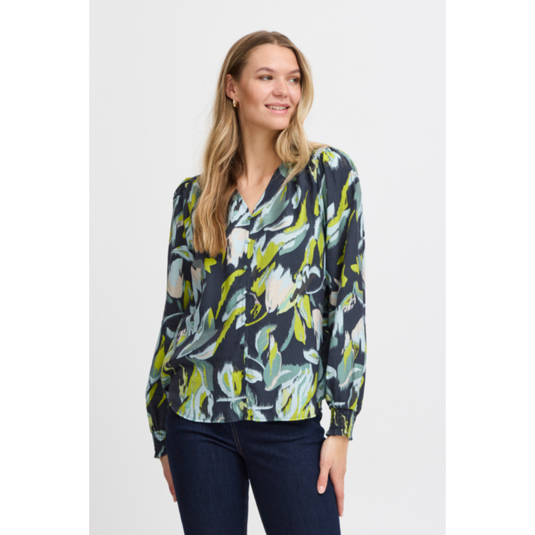 Frariana bluse - Navy blazer AOP
