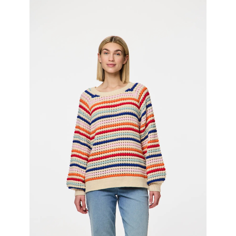 Pcdosla strik bluse - Birch/mandarin orange