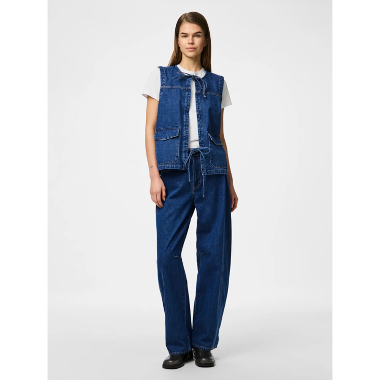 Pcfenna vest - Dark blue denim