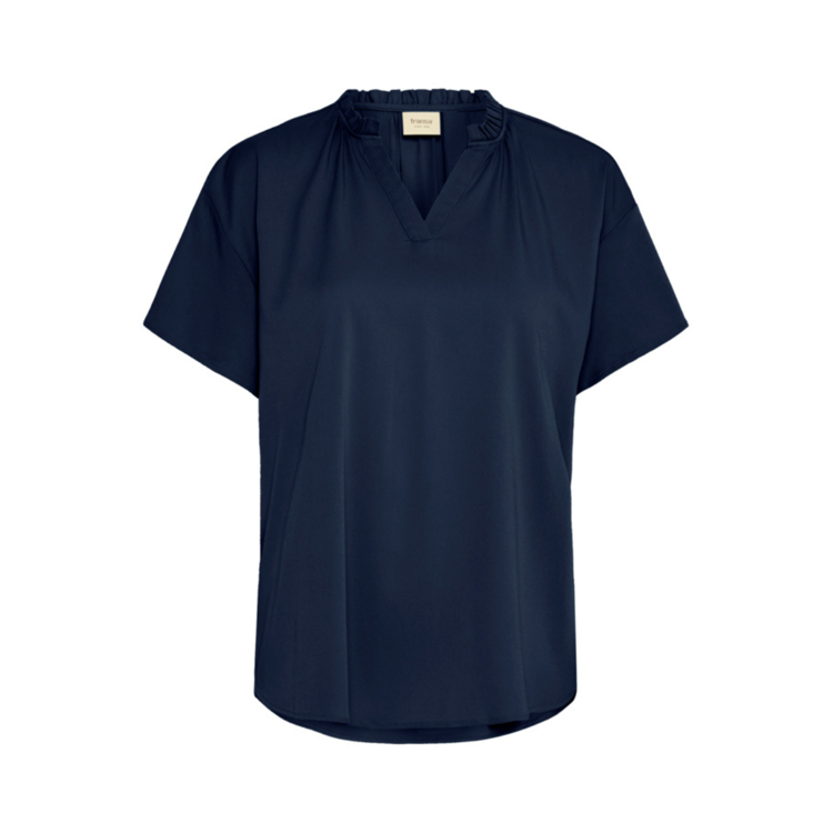 Frjustina kortærmet bluse - Navy blazer