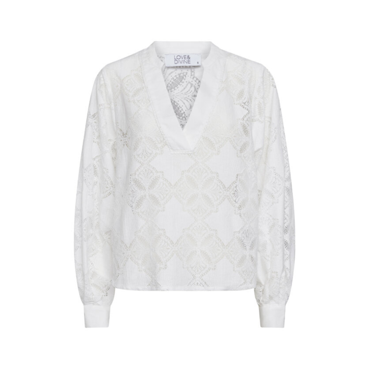 Love1307 lace bluse - Cream lace