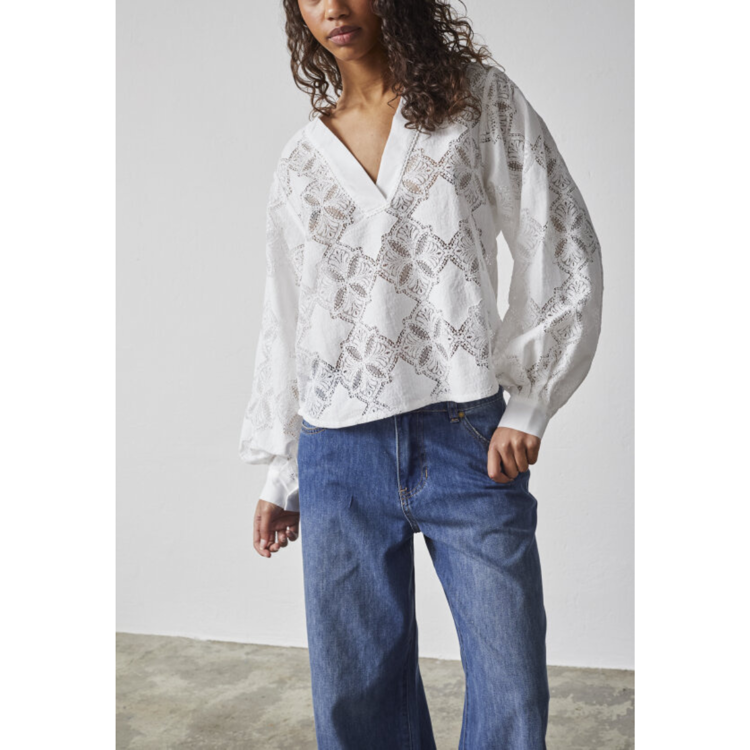 Love1307 lace bluse - Cream lace
