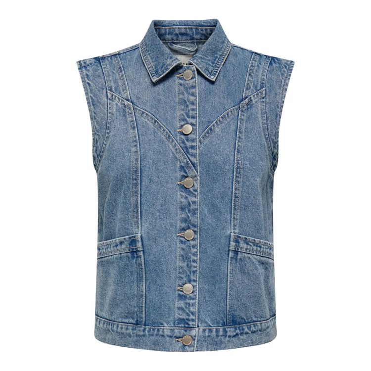Onlkennedy vest - Medium blue denim